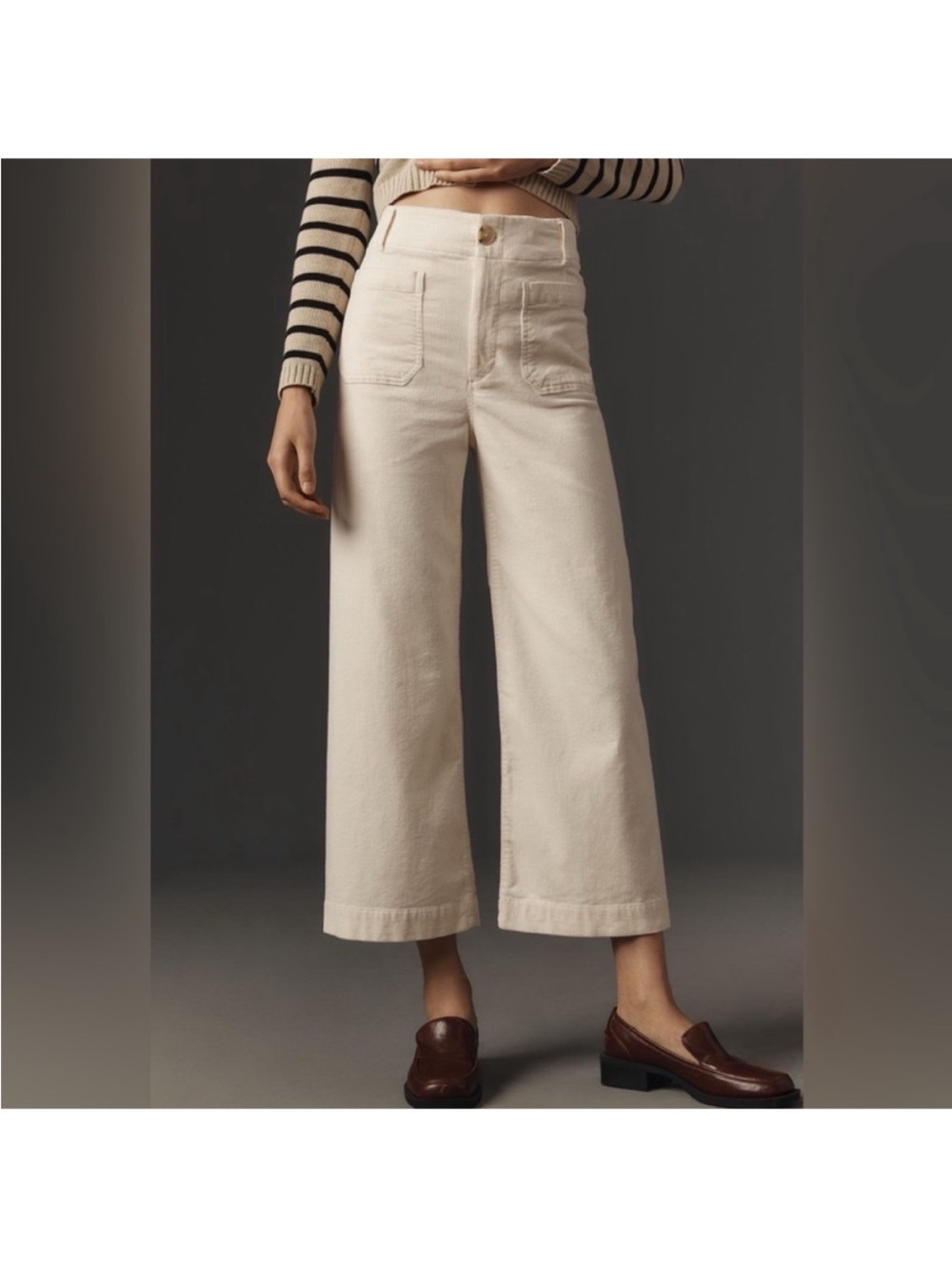 MAEVE Anthropologie The Colette Corduroy Wide Leg
Cropped Pants Cream Size 27